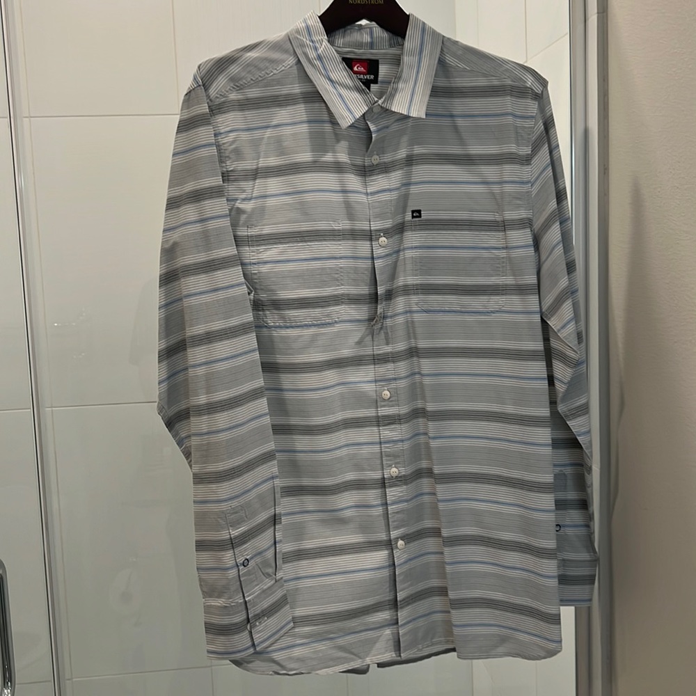 Quiksilver Men’s Long Sleeve Button Down Striped Shirt